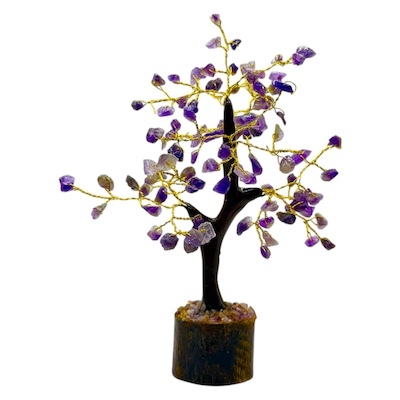 100 Bead Amethyst Tree Wooden Base